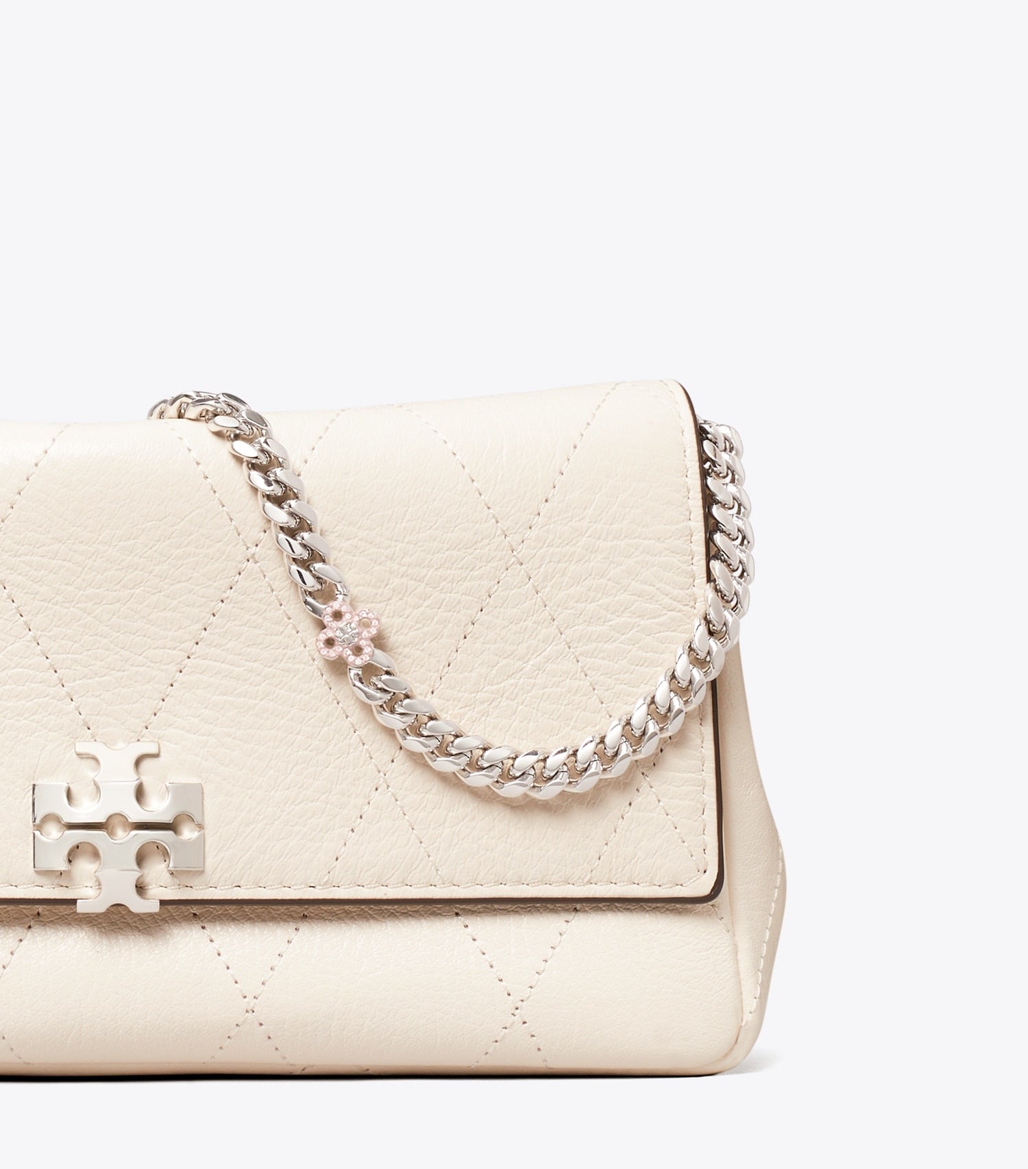 Tory Burch Charlie Quilted Chain Crossbody - Light Cream / Charms