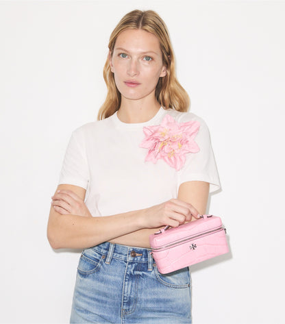 Tory Burch Charlie Croc-Embossed Vanity Case - Rose Sunset