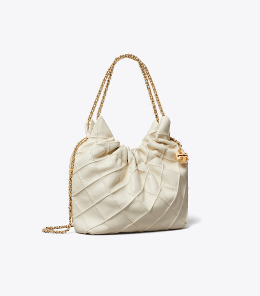 Tory Burch Mini Fleming Soft Hobo Bag - Light Cream
