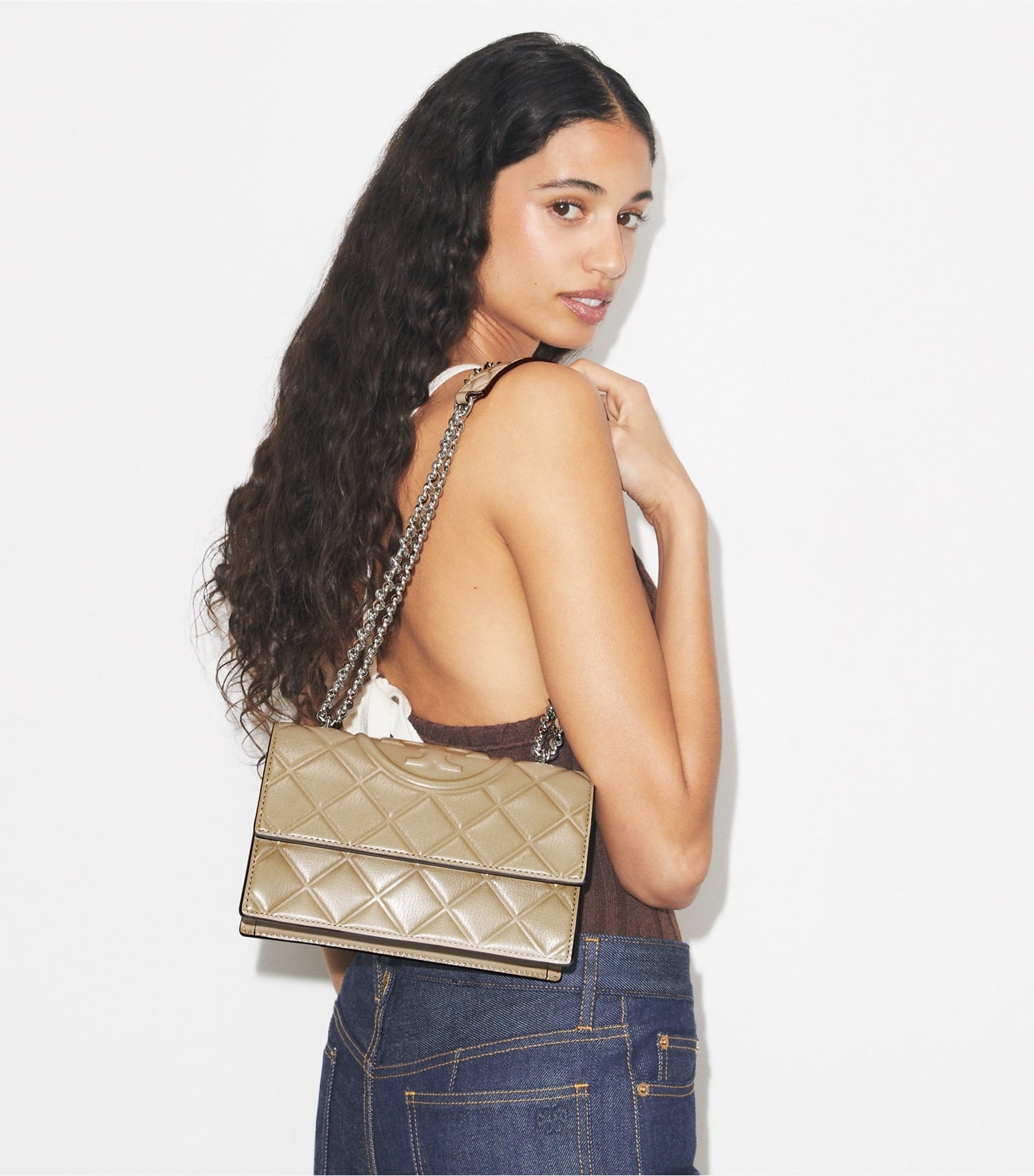 Tory Burch Small Fleming Shoulder Bag - Soft Cement