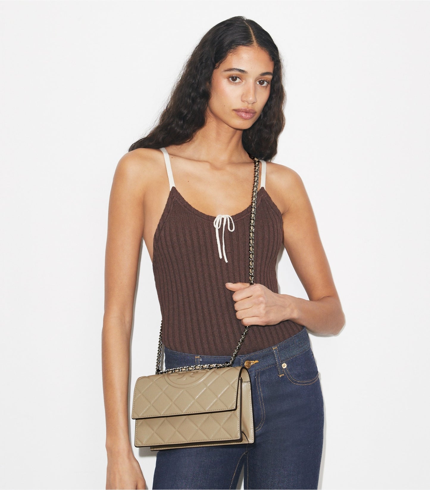 Tory Burch Small Fleming Shoulder Bag - Soft Cement