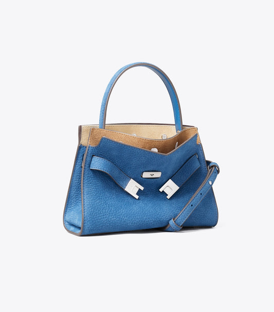 Tory Burch Petite Lee Radziwill Nubuck Double Bag - Bright Blue