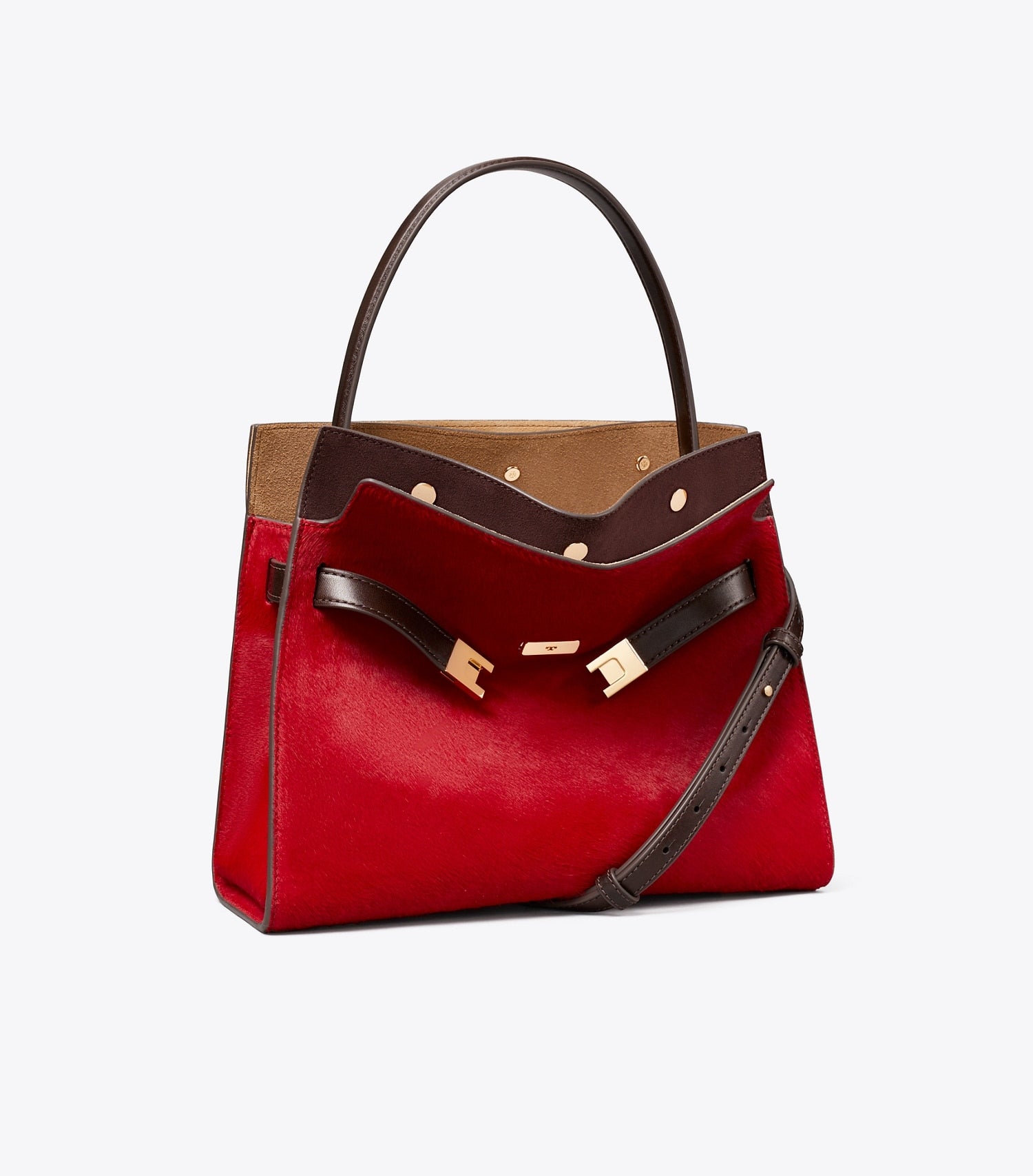 Tory Burch Small Lee Radziwill Calf Hair Double Bag - Toucan Red