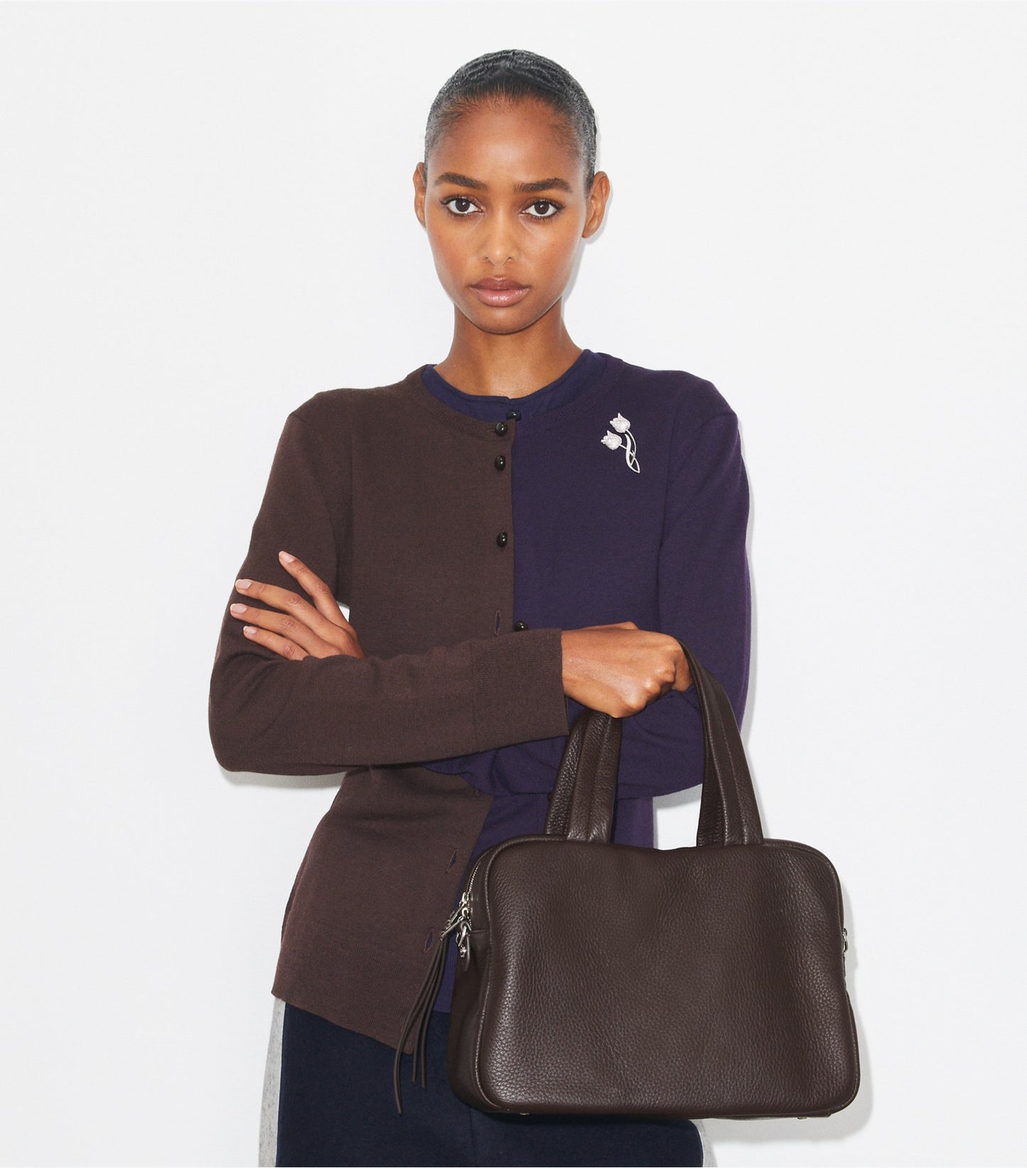 Tory Burch Leather Satchel - Cocoa