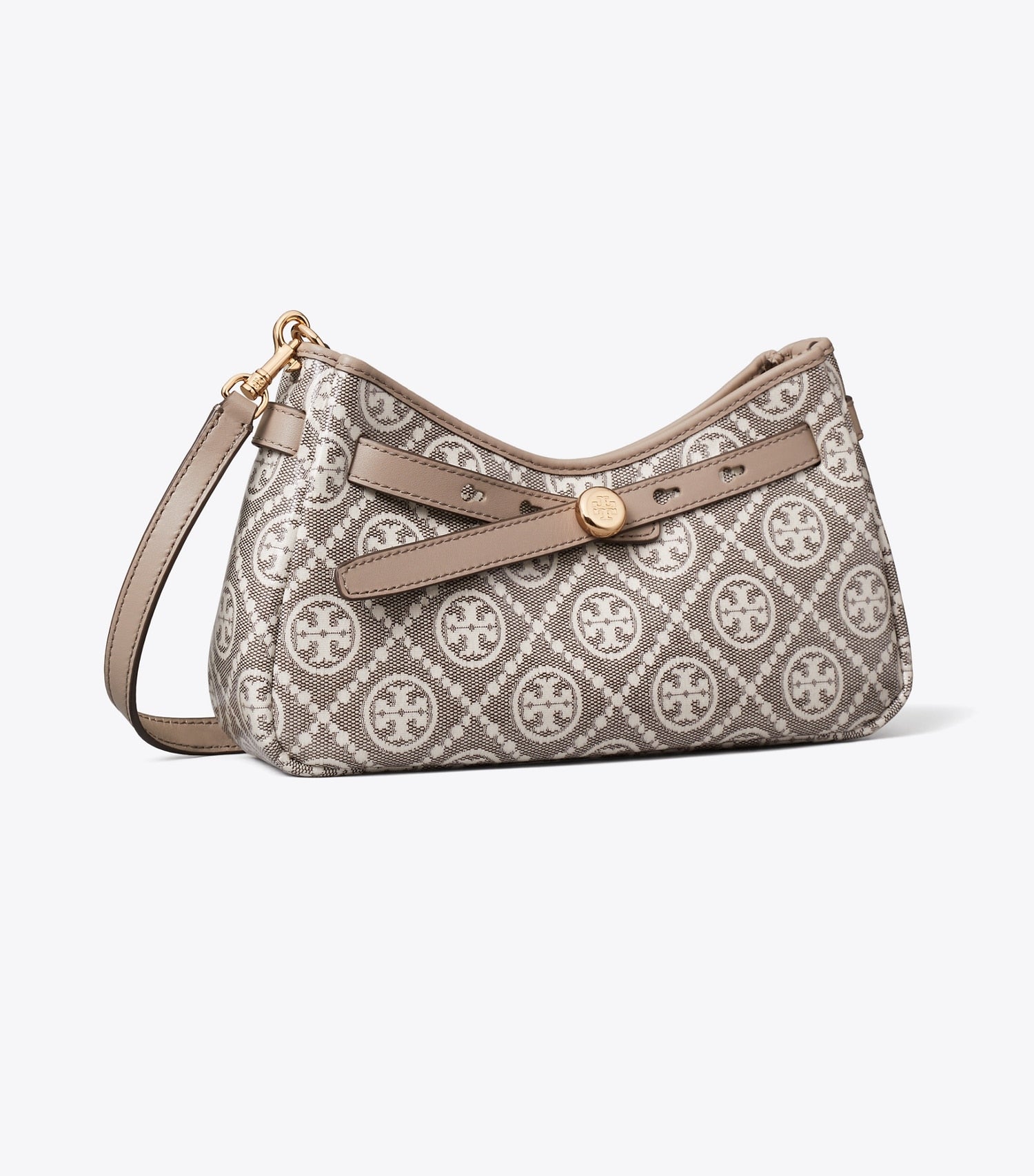 Tory Burch T Monogram Coated Jacquard Romy Zip-Top Crossbody Bag - Charcoal