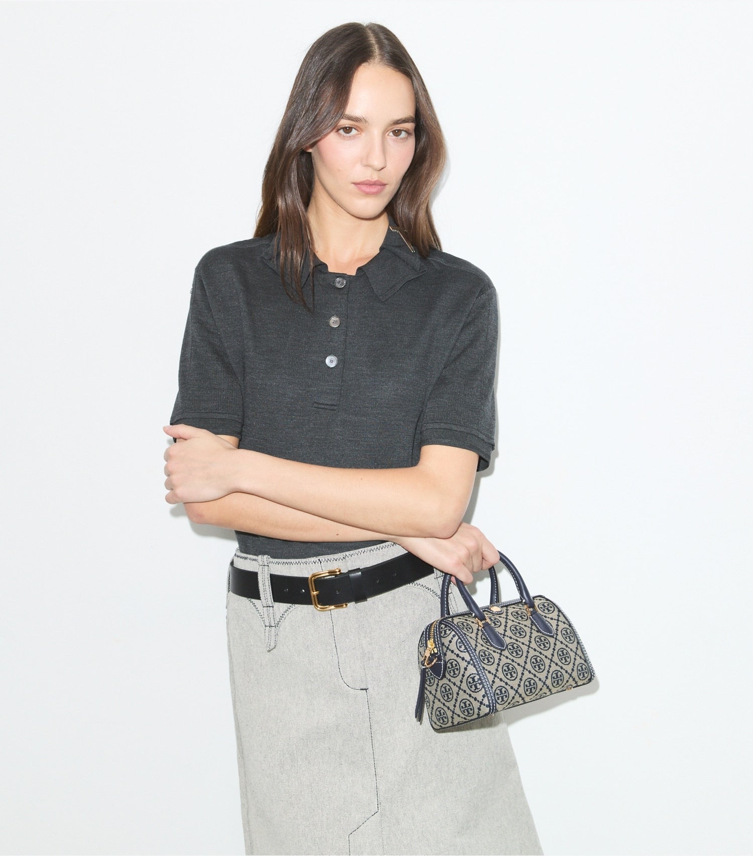 Tory Burch T Monogram Petite Barrel Bag - Tory Navy