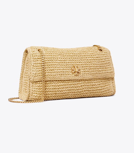 Tory Burch Kira Turnlock Woven Shoulder Bag - Natural