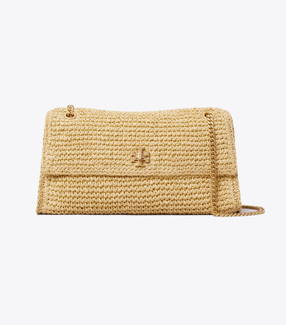 Tory Burch Kira Turnlock Woven Shoulder Bag - Natural