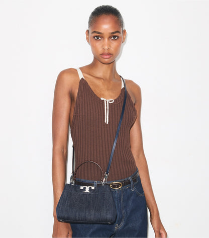 Tory Burch Mini Eleanor Denim Satchel - Midnight