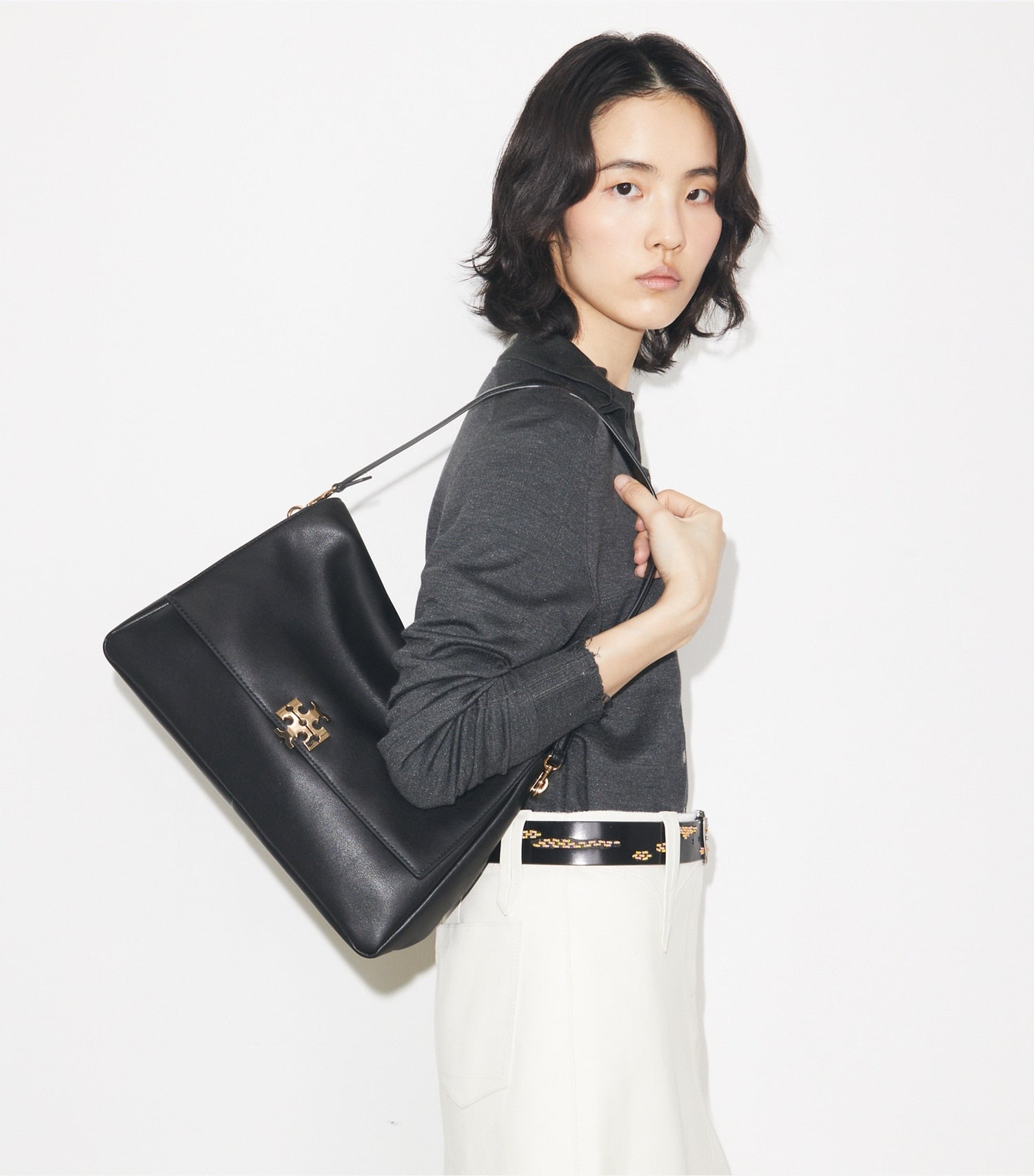 Tory Burch Large Charlie Shoulder Bag - Black