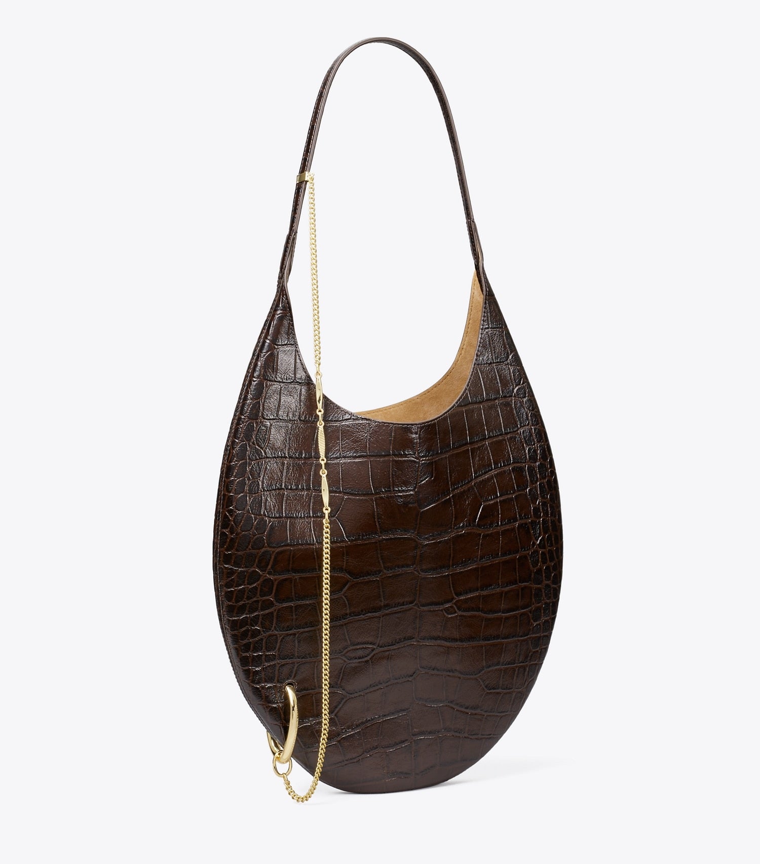 Tory Burch Pierced Croc-Embossed Soft Bag - Coco