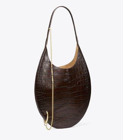 Tory Burch Pierced Croc-Embossed Soft Bag - Coco