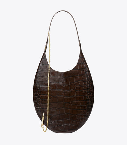 Tory Burch Pierced Croc-Embossed Soft Bag - Coco