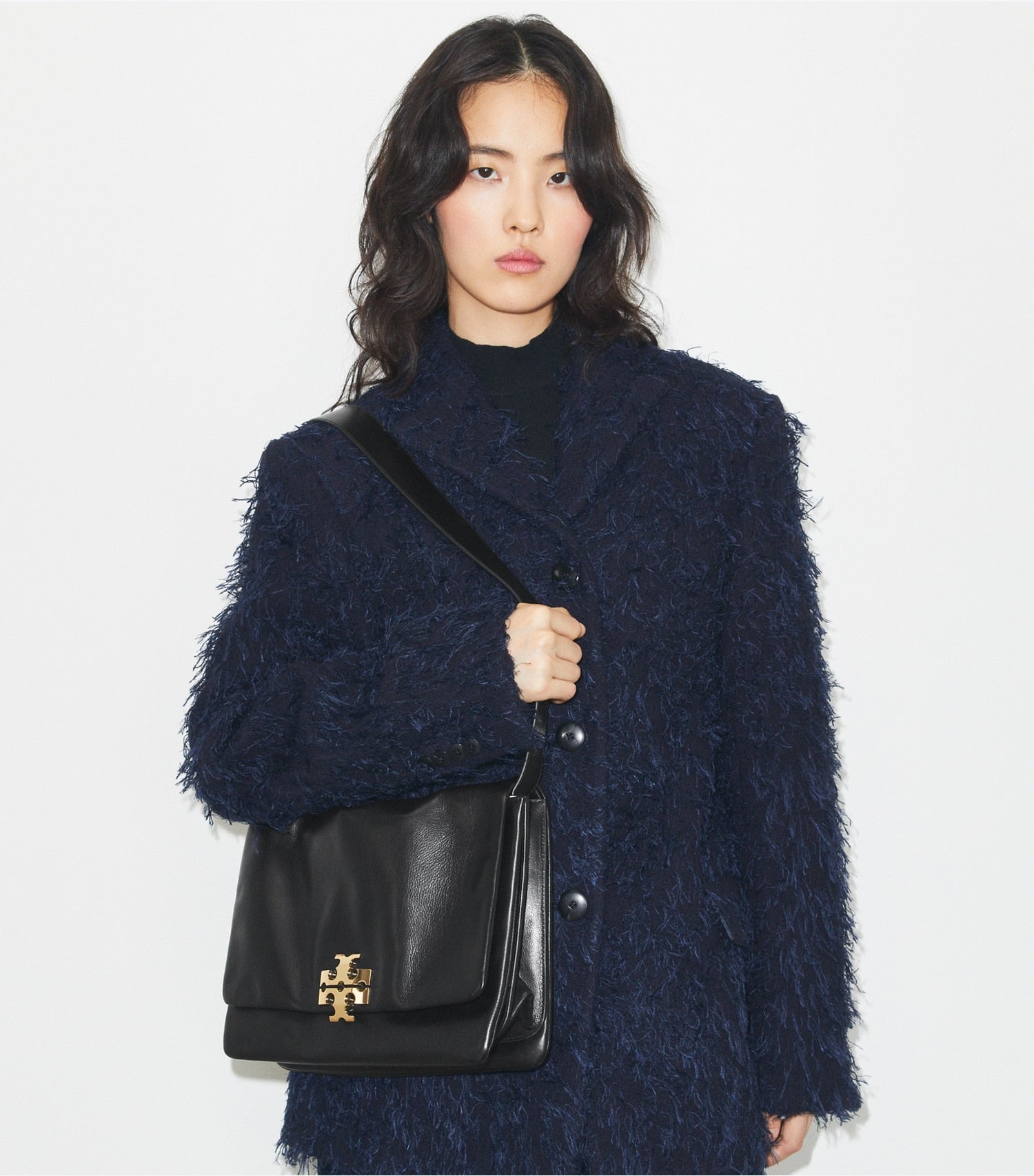 Tory Burch Large Charlie Runway Shoulder Bag - Black/Gold