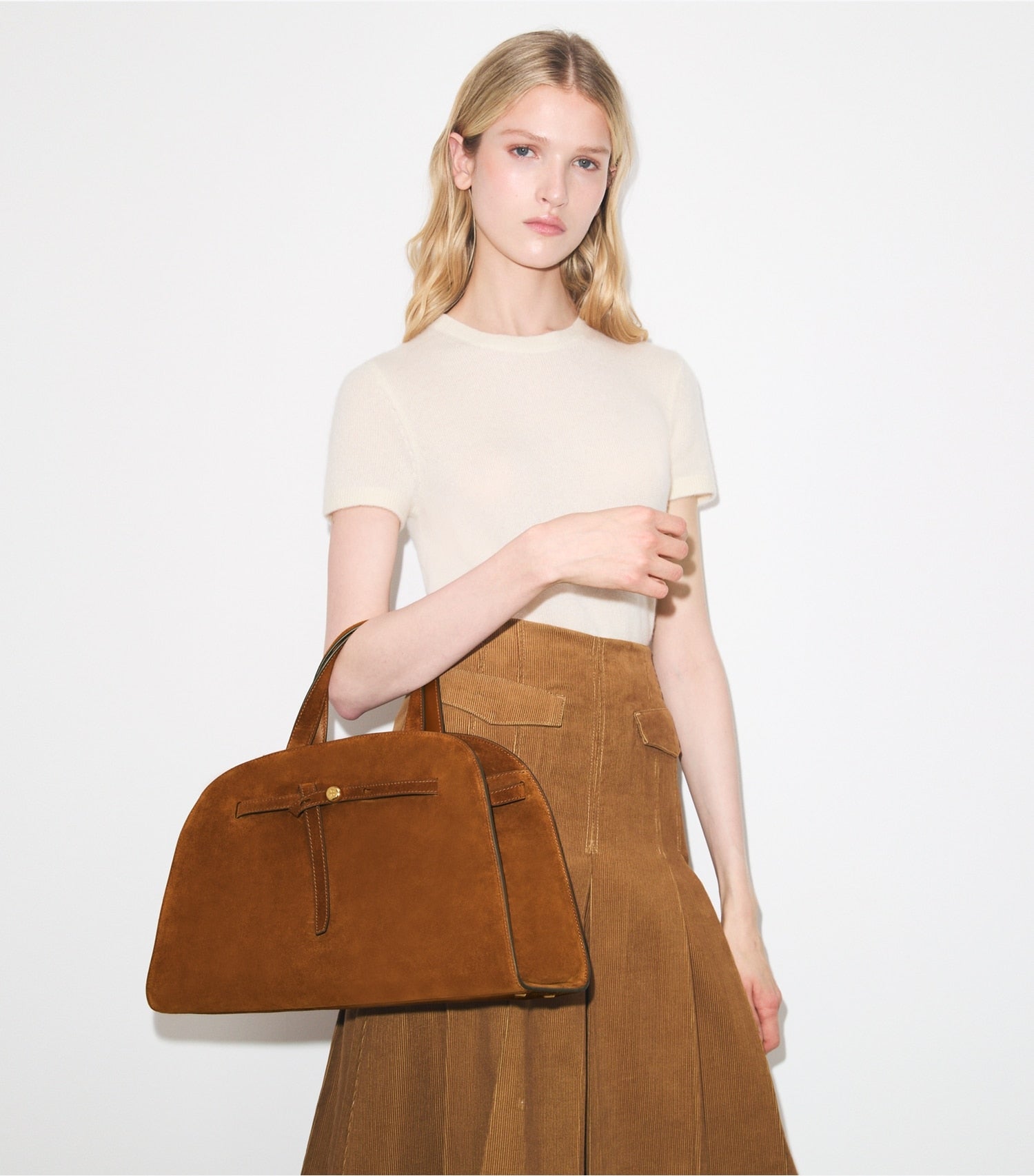 Tory Burch Romy Suede Bauletto - Caramel
