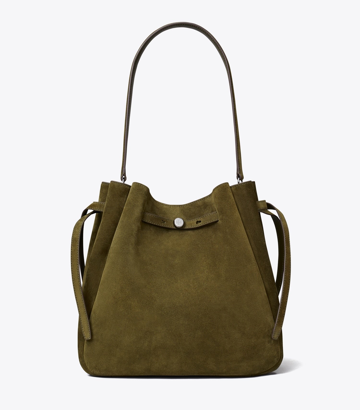 Tory Burch Large Romy Suede Bucket Bag - Dark Olive