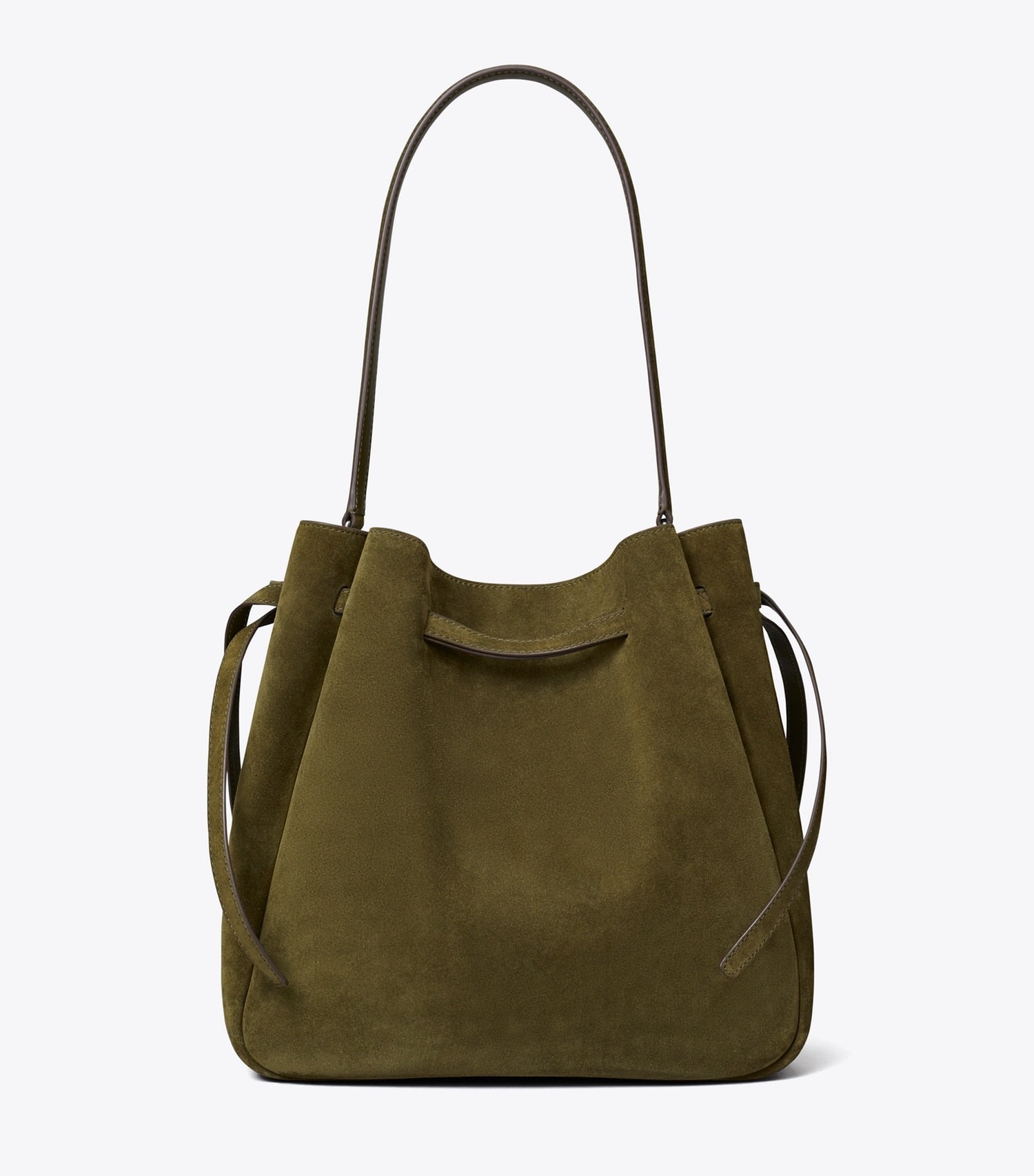 Tory Burch Large Romy Suede Bucket Bag - Dark Olive