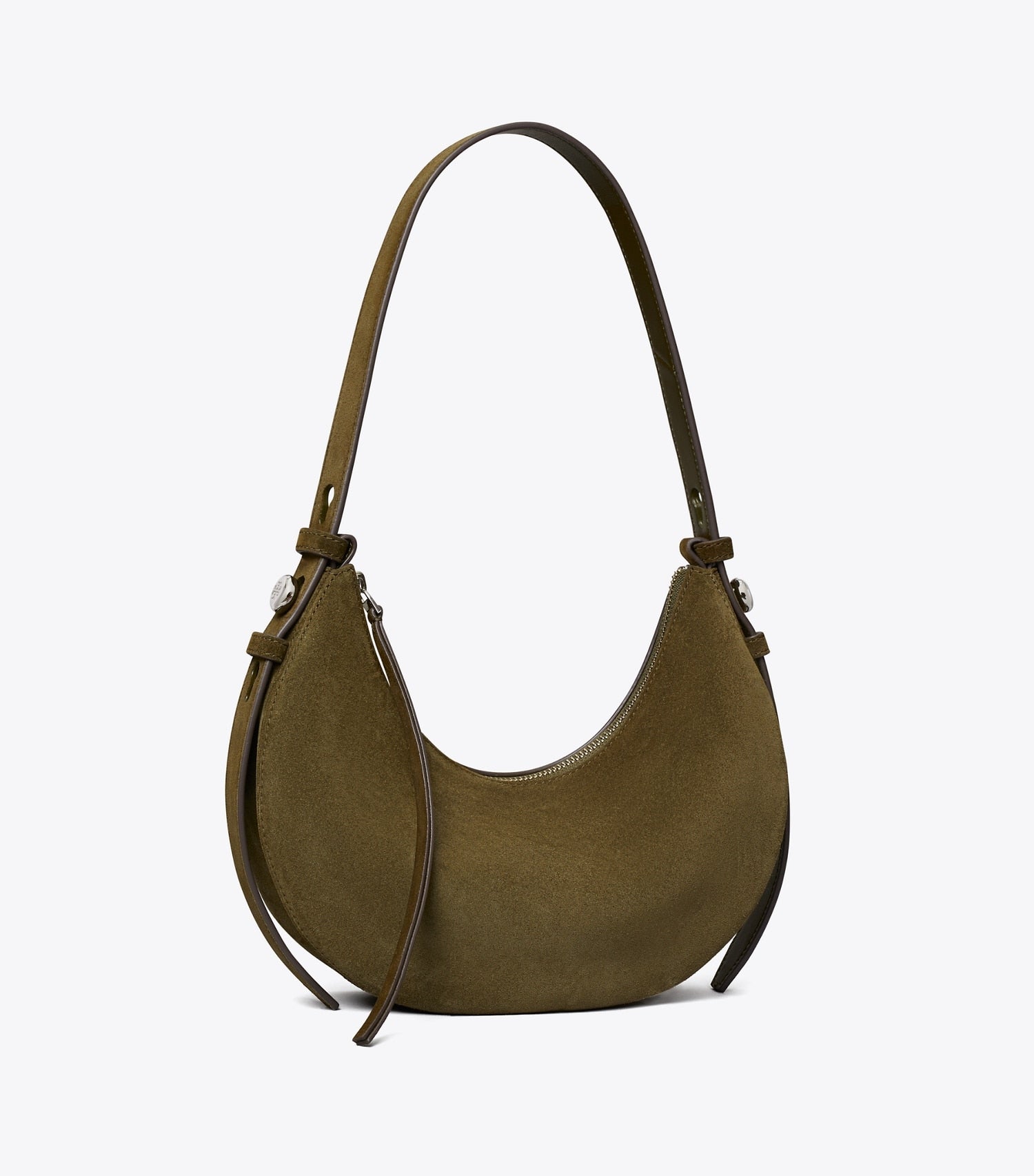 Tory Burch Romy Suede Half Moon Bag - Dark Olive