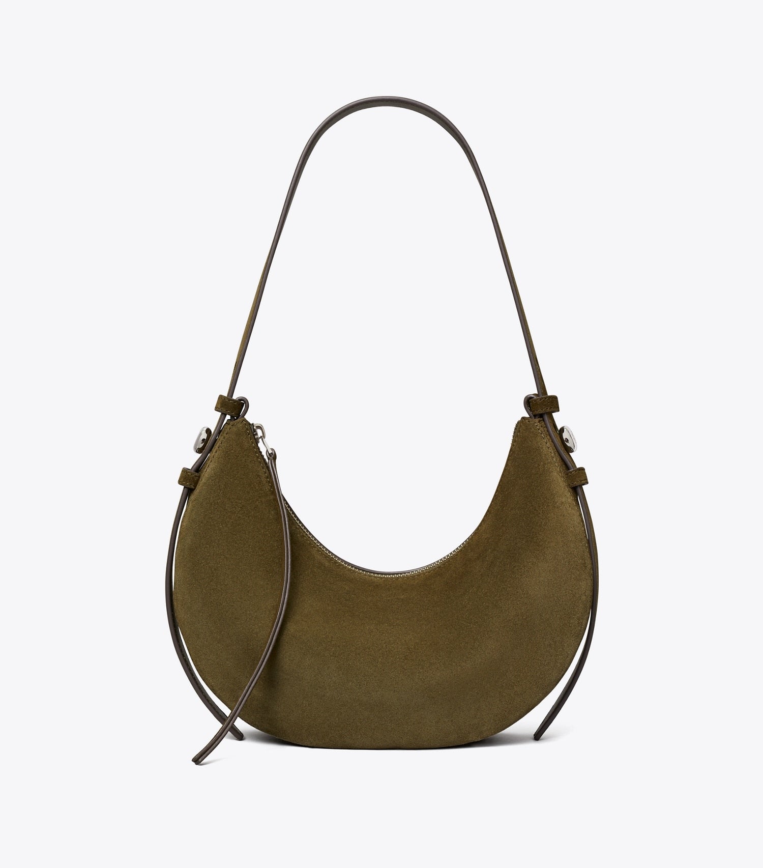 Tory Burch Romy Suede Half Moon Bag - Dark Olive