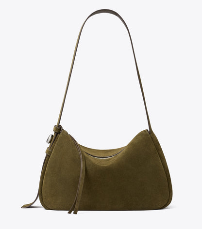 Tory Burch Romy Suede Shoulder Bag - Dark Olive