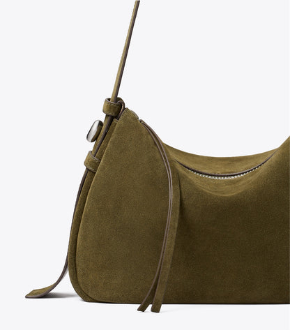 Tory Burch Romy Suede Shoulder Bag - Dark Olive