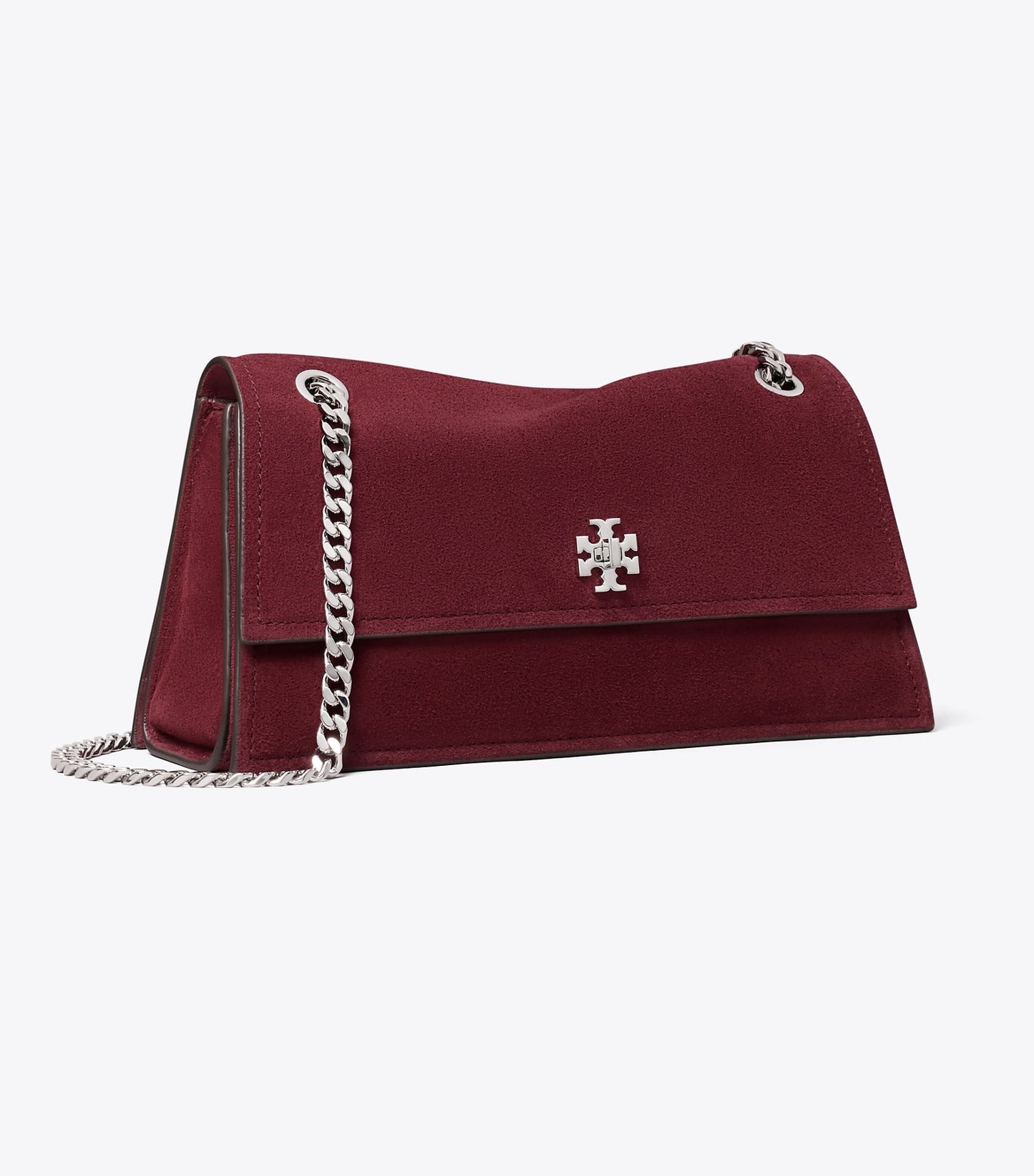Tory Burch Kira Turnlock Suede Shoulder Bag - Merlot