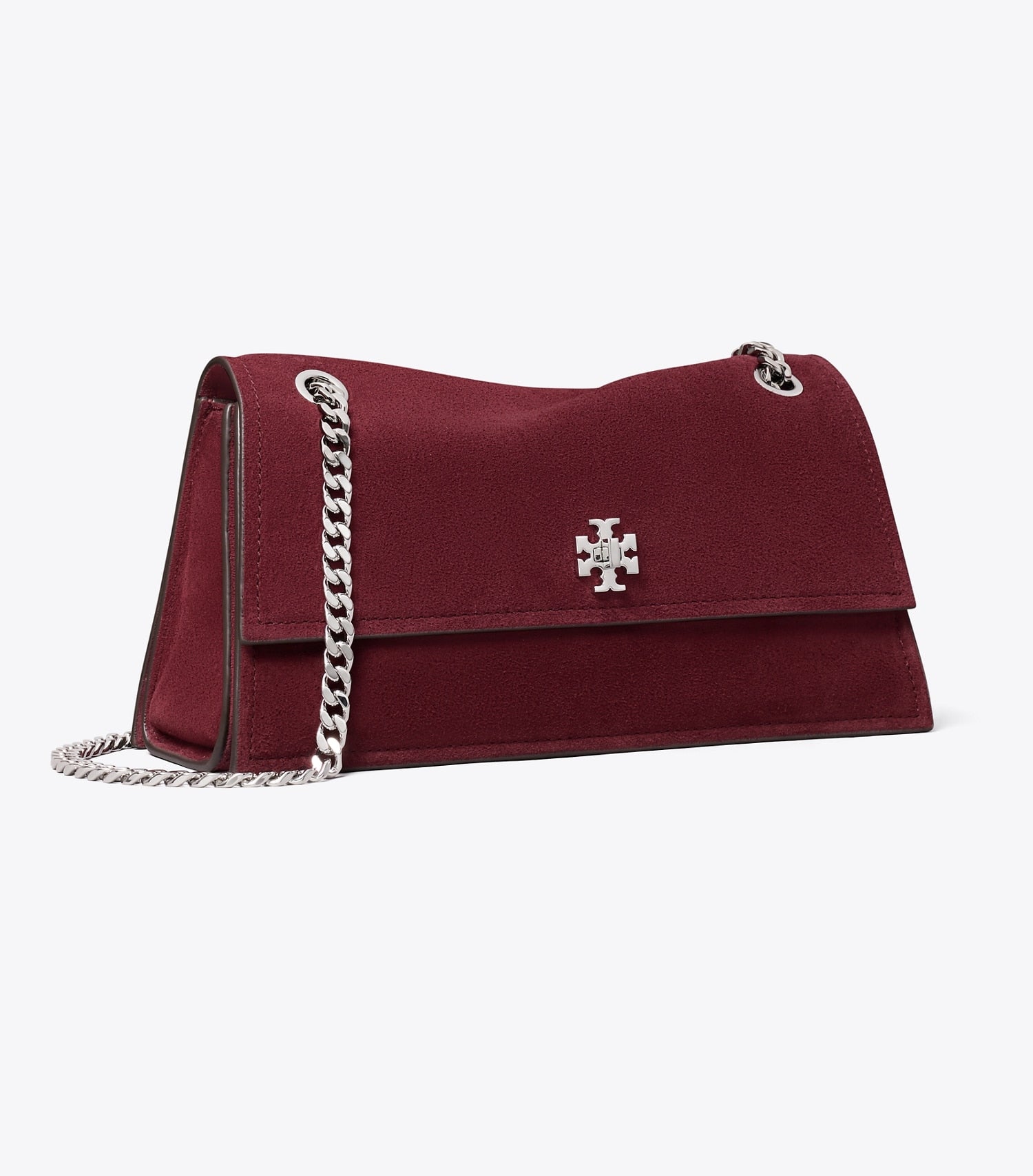 Tory Burch Kira Turnlock Suede Shoulder Bag - Merlot