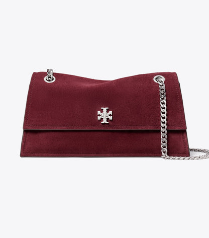 Tory Burch Kira Turnlock Suede Shoulder Bag - Merlot