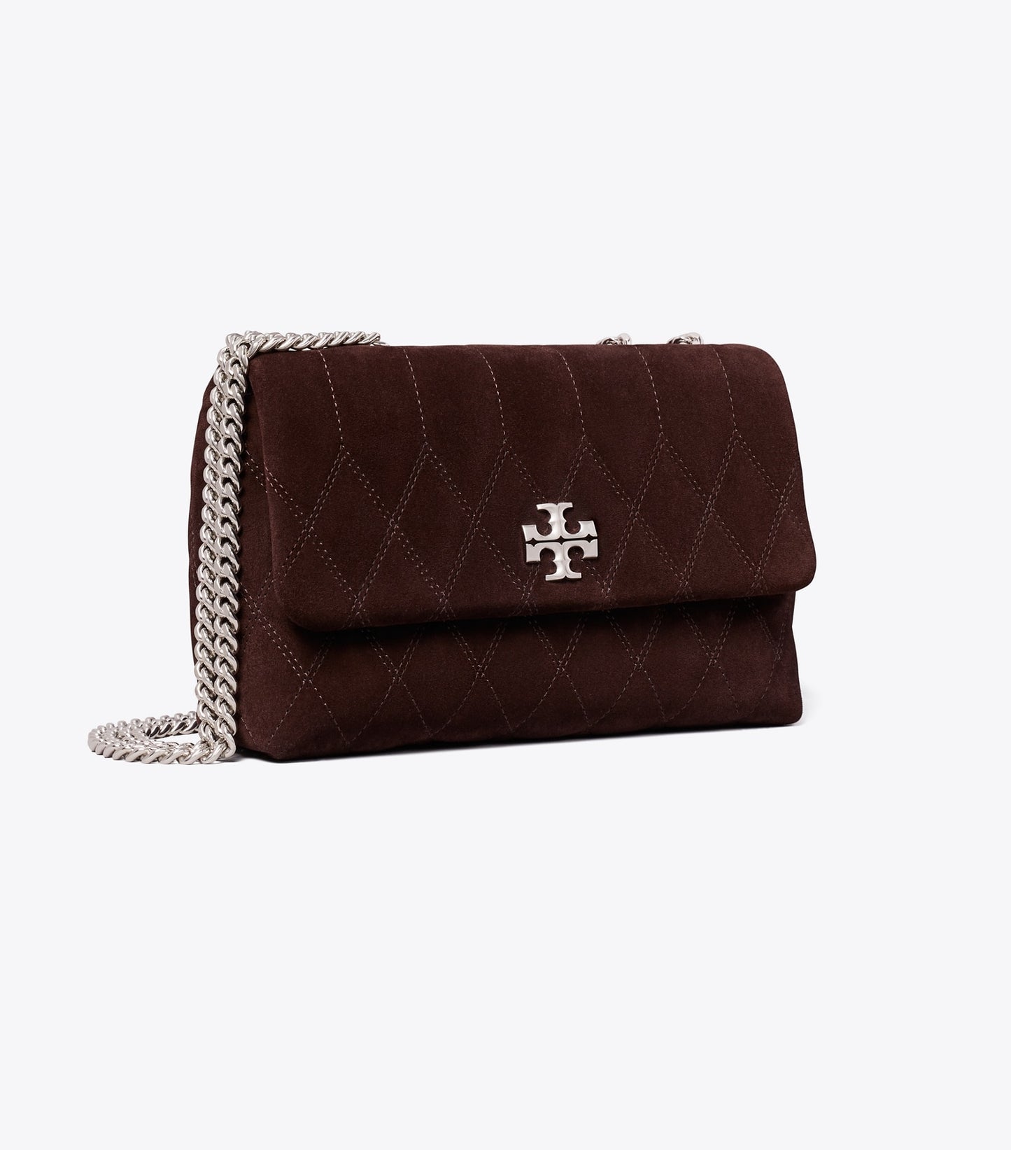 Tory Burch Small Kira Quilt Suede Shoulder Bag - Licorice