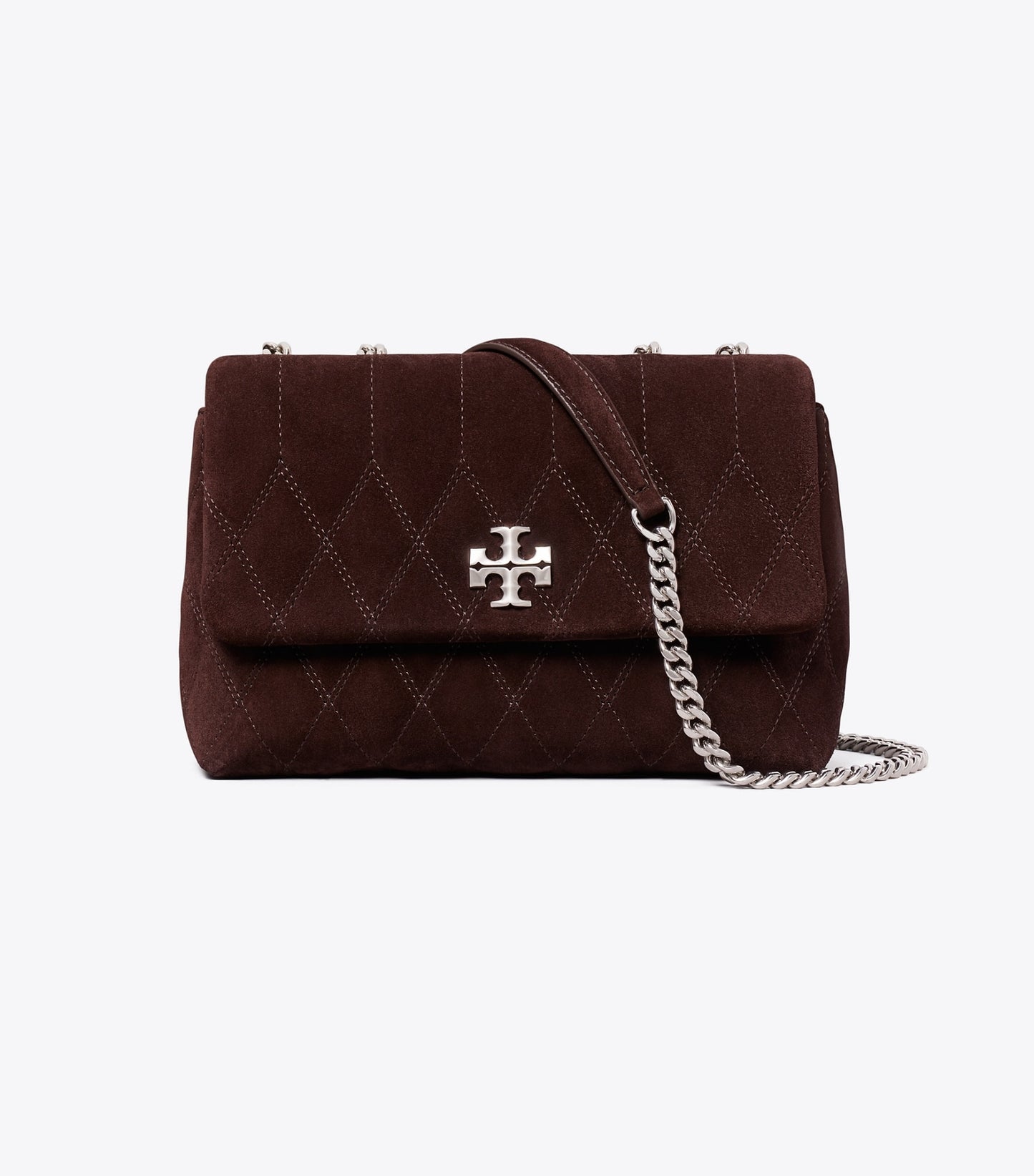 Tory Burch Small Kira Quilt Suede Shoulder Bag - Licorice