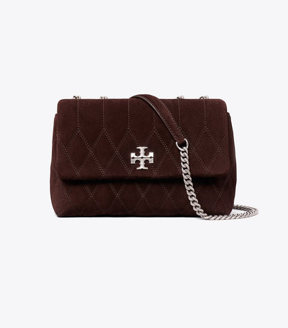 Tory Burch Small Kira Quilt Suede Shoulder Bag - Licorice