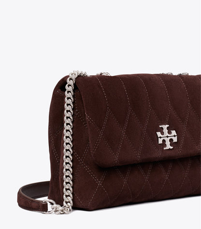 Tory Burch Small Kira Quilt Suede Shoulder Bag - Licorice