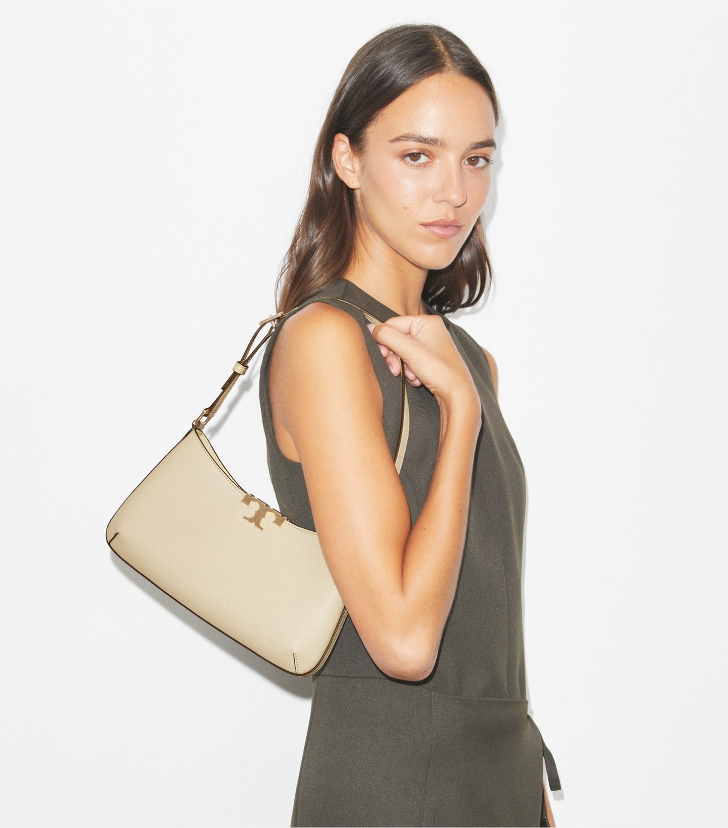 Tory Burch Eleanor Soft Slim Shoulder Bag - Light Stone