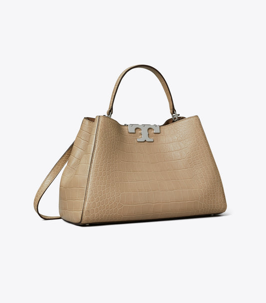 Tory Burch Eleanor Soft Croc-Embossed Satchel - Ginger Leaf