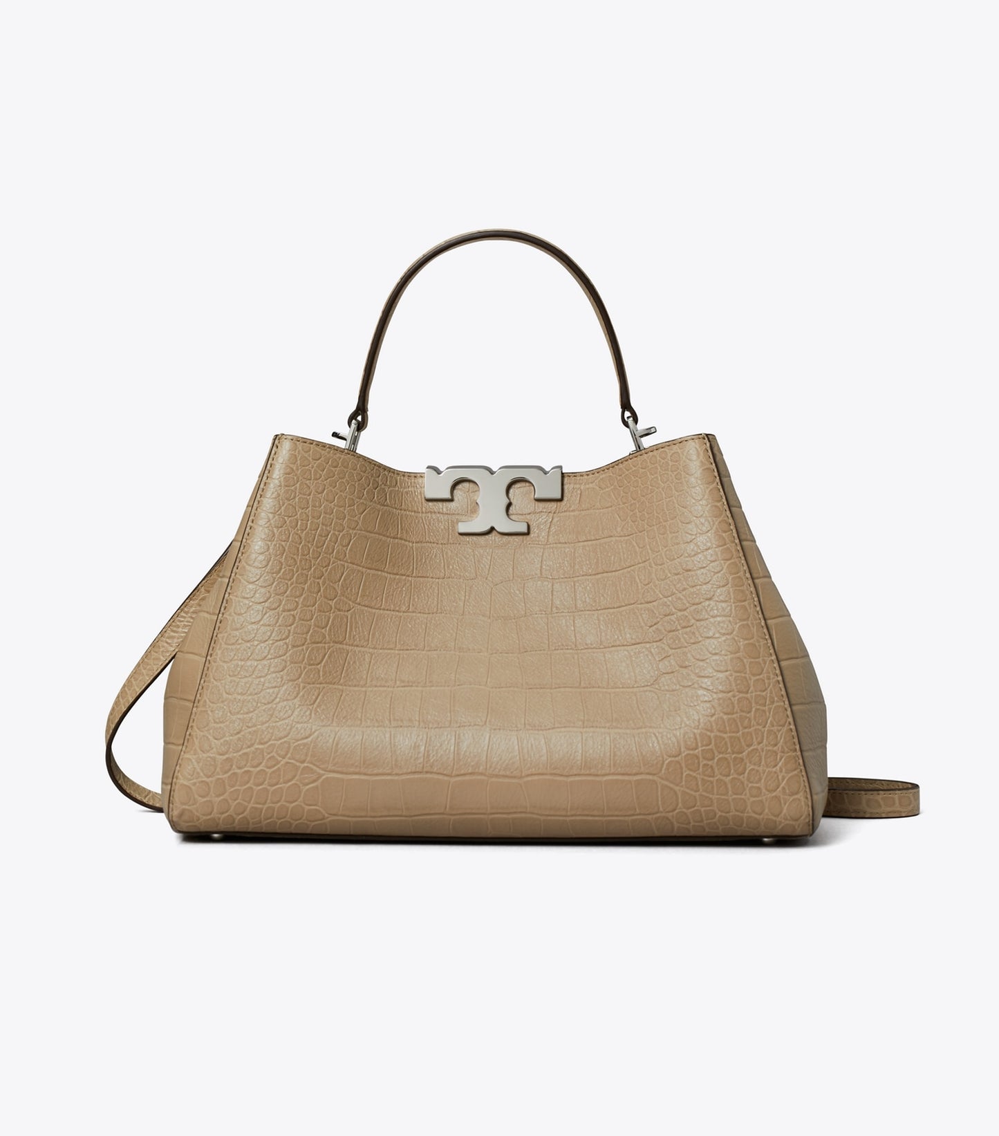 Tory Burch Eleanor Soft Croc-Embossed Satchel - Ginger Leaf