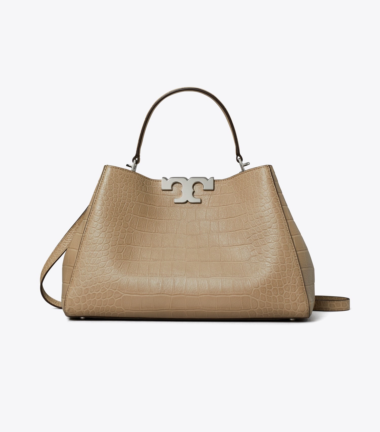 Tory Burch Eleanor Soft Croc-Embossed Satchel - Ginger Leaf