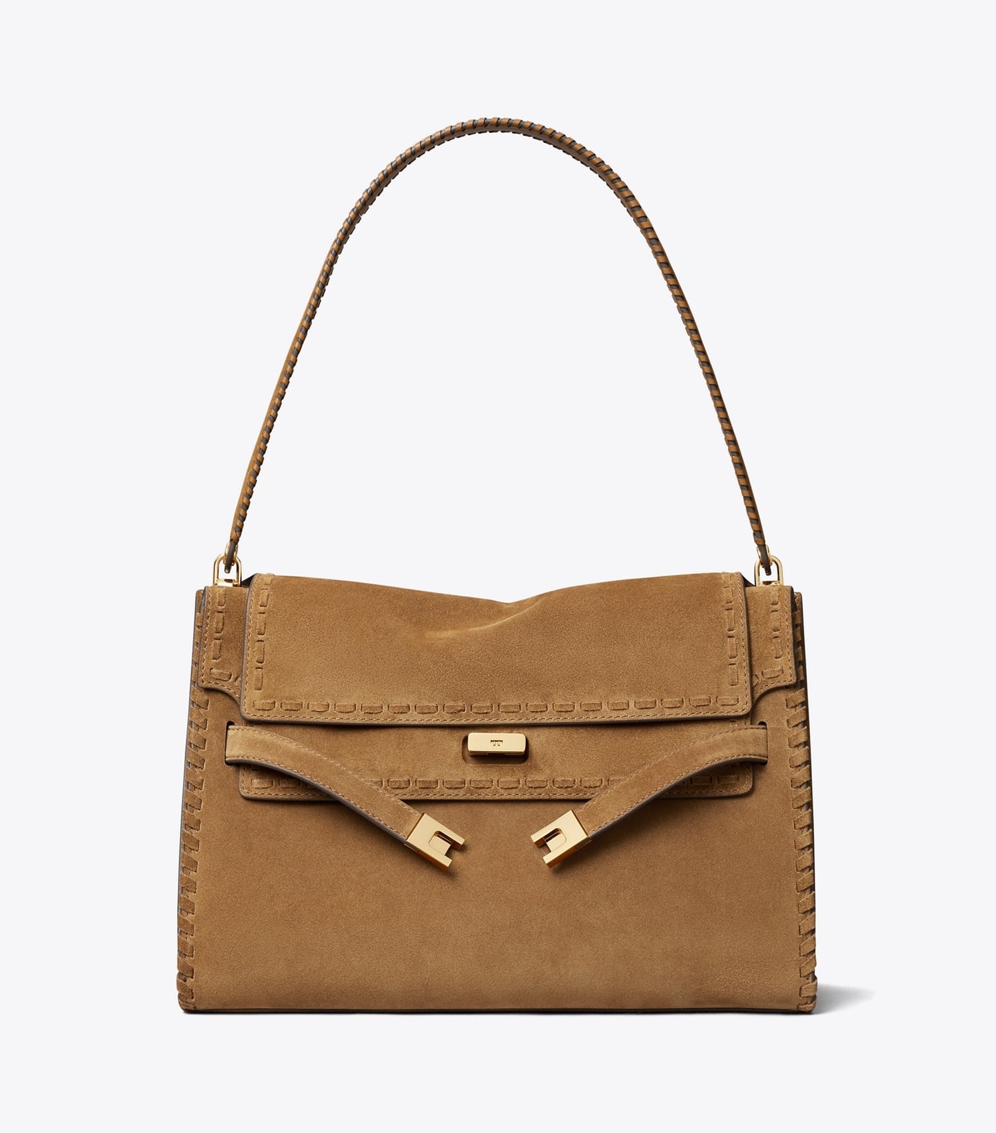 Tory Burch Large Lee Radziwill Suede Shoulder Bag - Wild Tabacco
