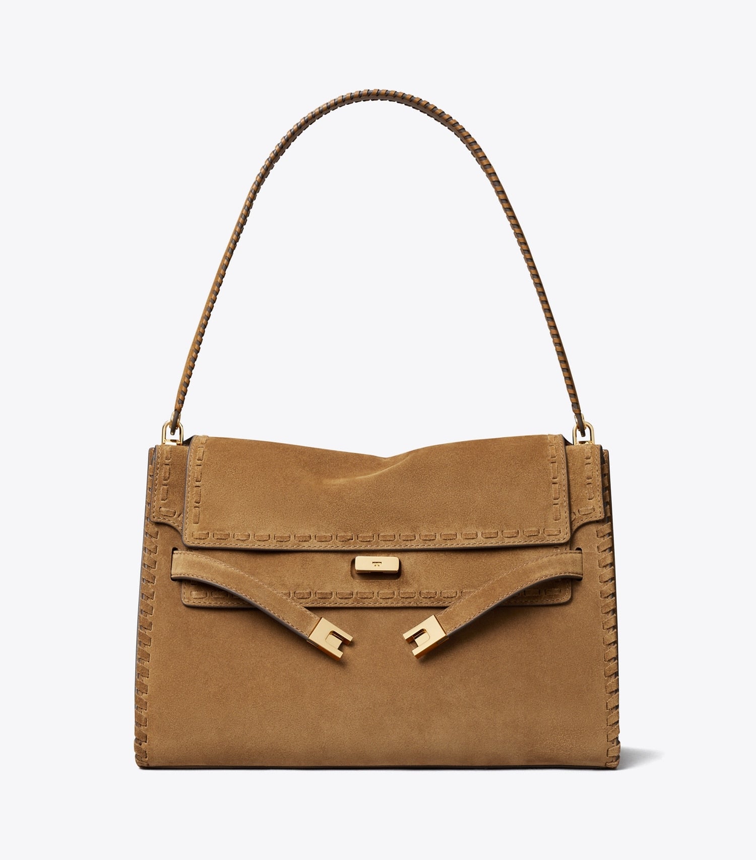 Tory Burch Large Lee Radziwill Suede Shoulder Bag - Wild Tabacco