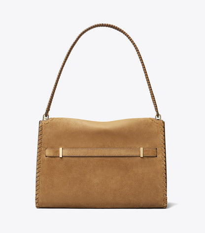 Tory Burch Large Lee Radziwill Suede Shoulder Bag - Wild Tabacco