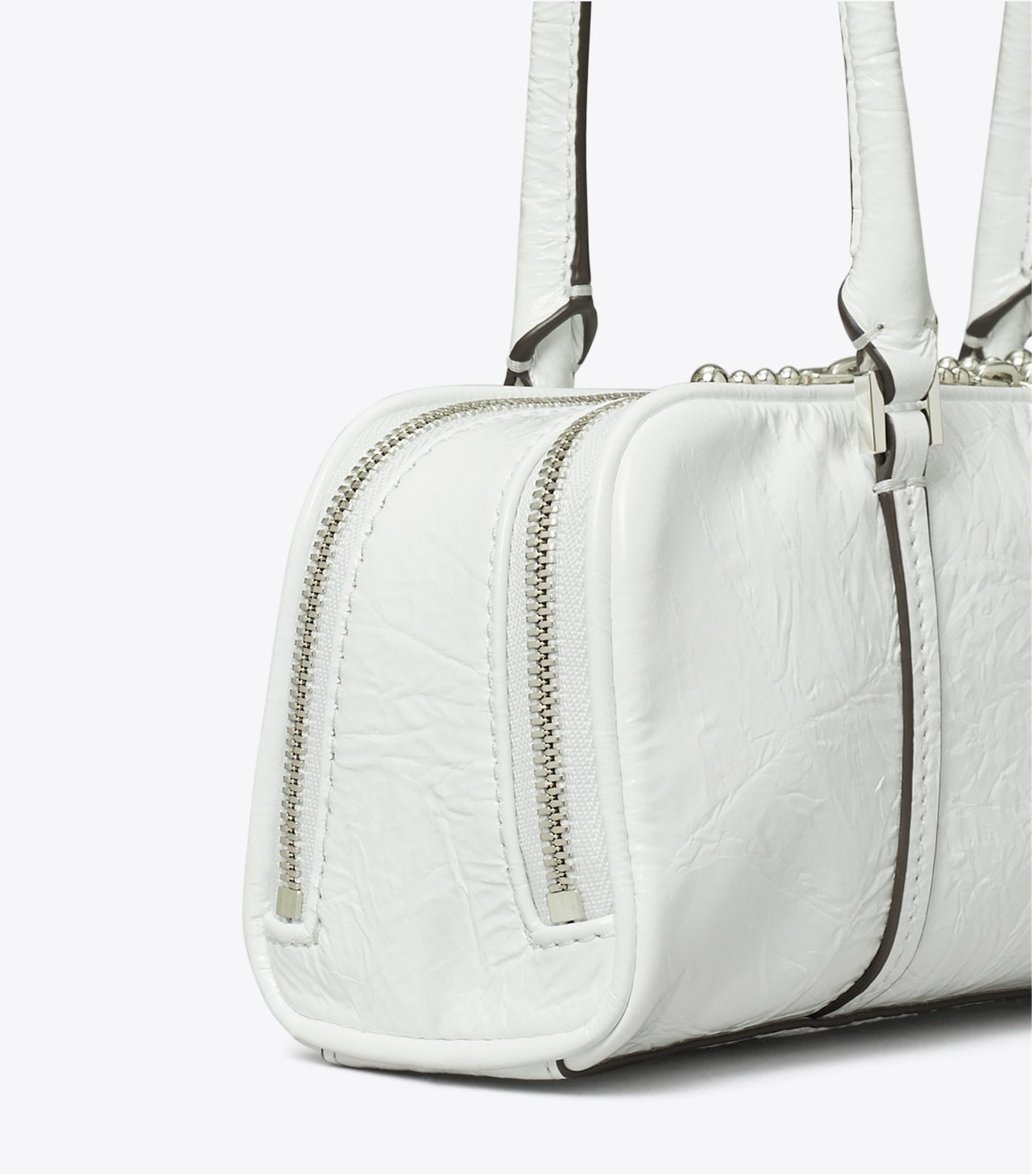 Tory Burch Mini Crinkle Leather Marshmallow Satchel - White