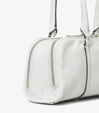 Tory Burch Mini Crinkle Leather Marshmallow Satchel - White