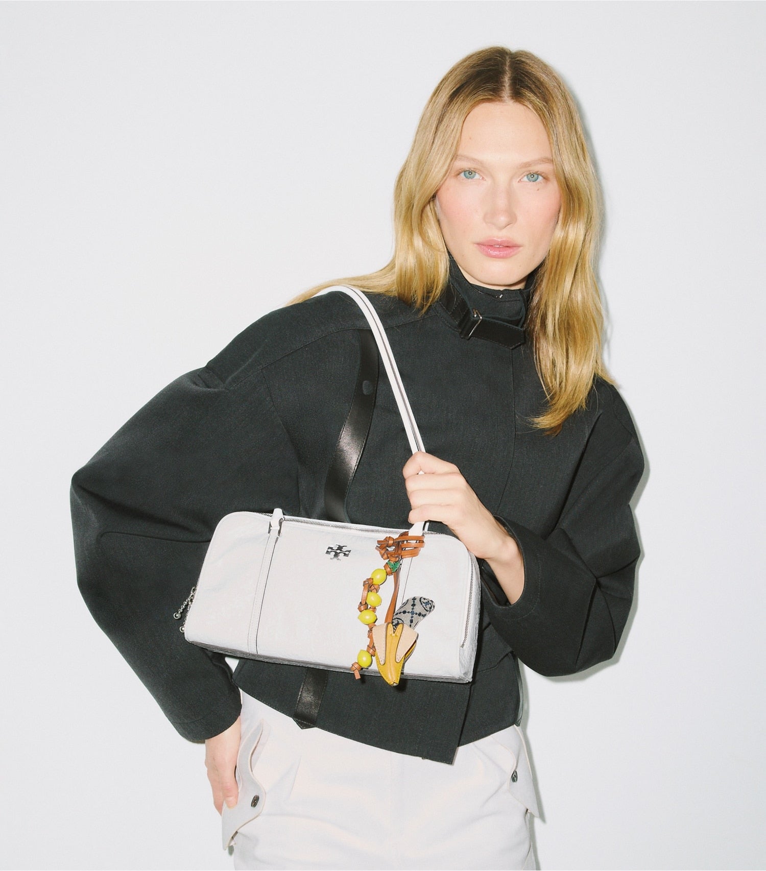 Tory Burch Small Crinkle Leather Marshmallow Satchel - White
