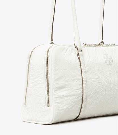 Tory Burch Small Crinkle Leather Marshmallow Satchel - White