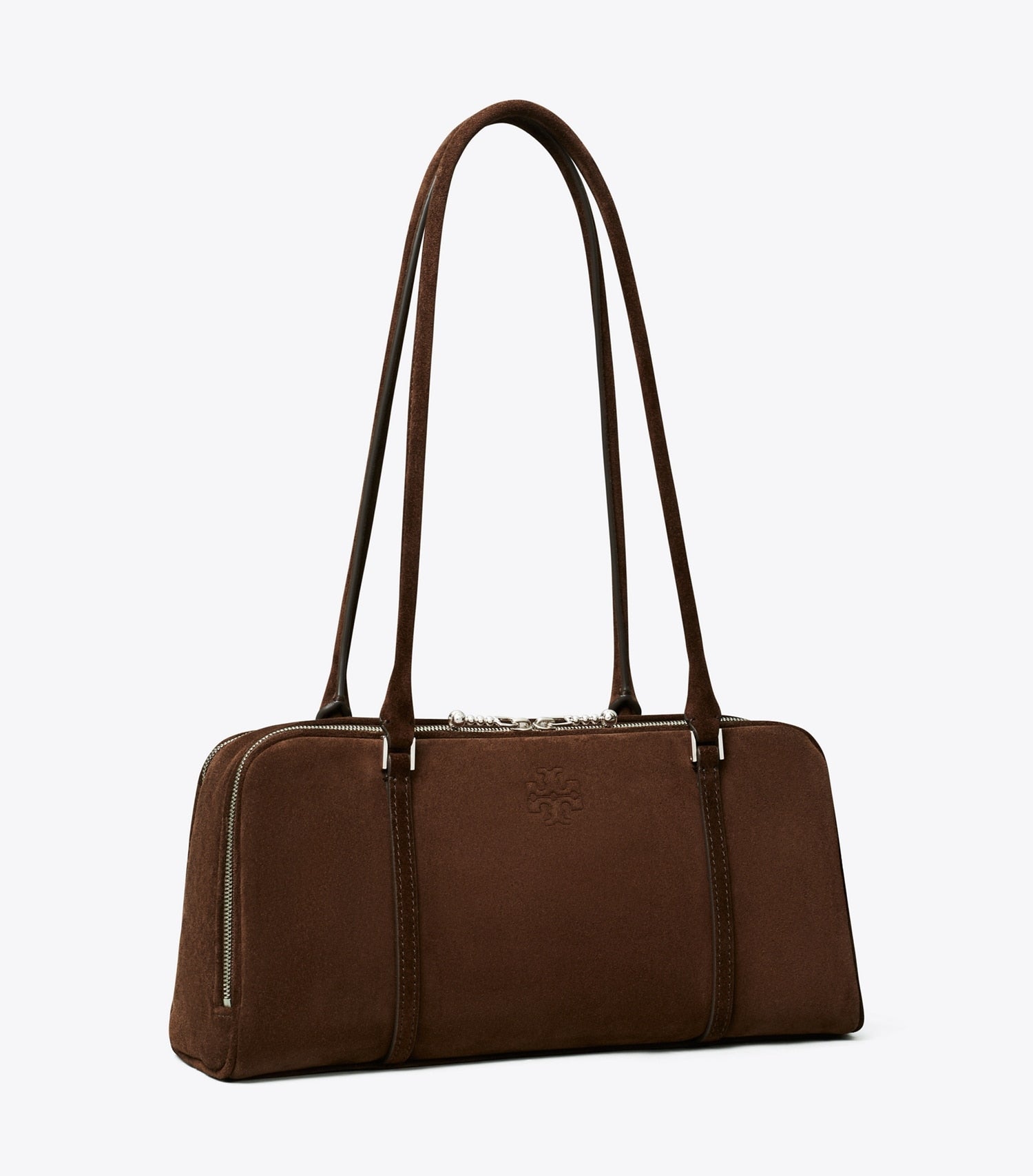 Tory Burch Small Marshmallow Suede Satchel - Dark Cocoa
