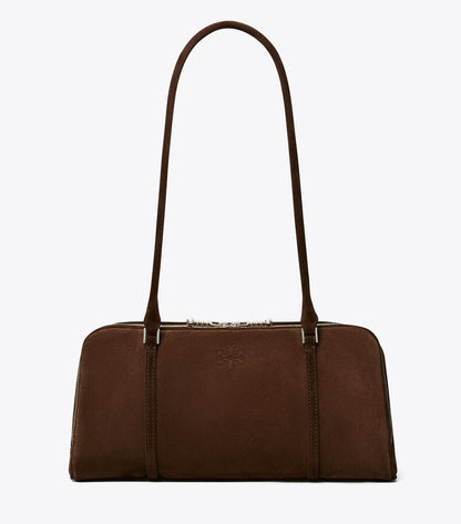 Tory Burch Small Marshmallow Suede Satchel - Dark Cocoa