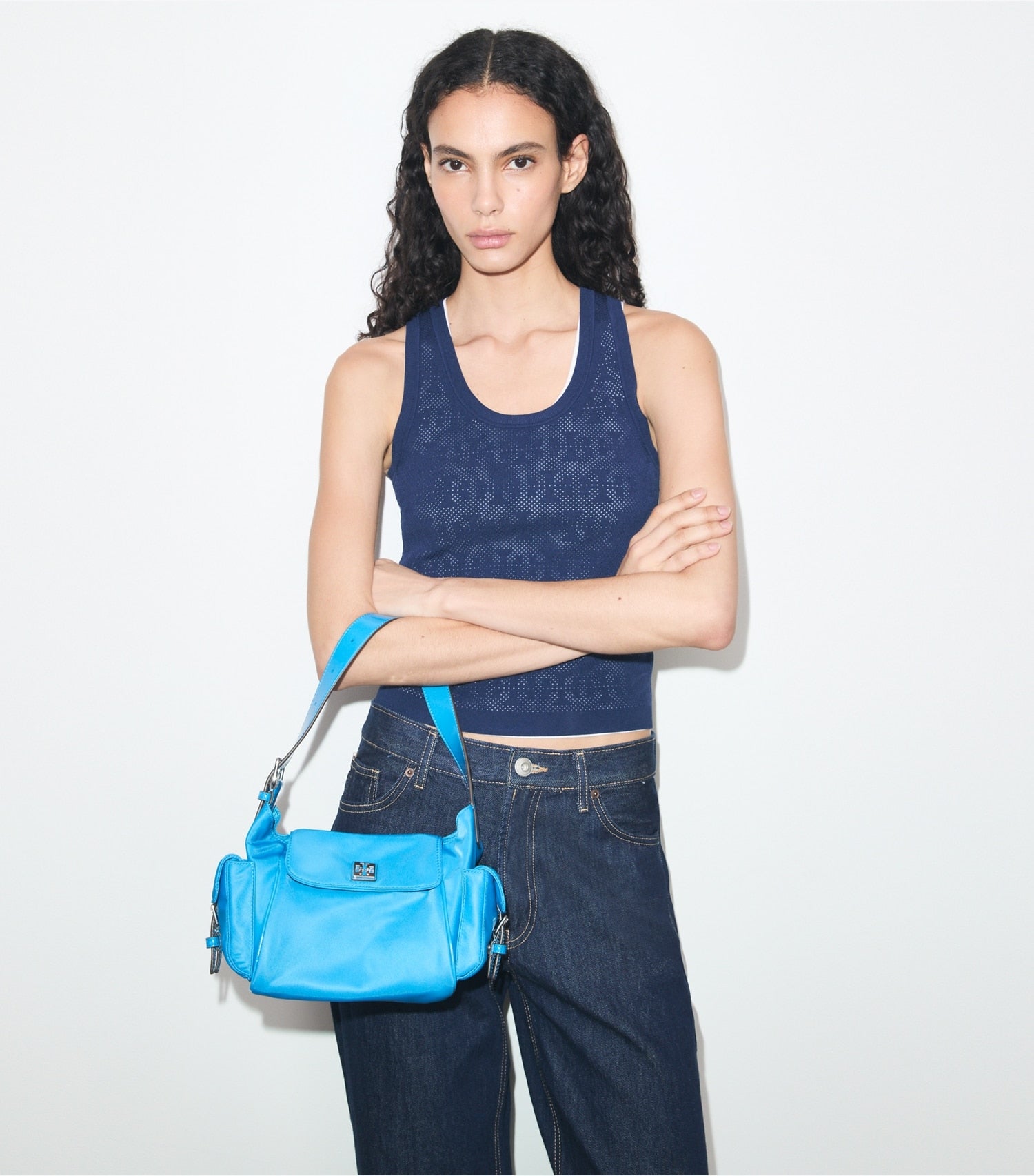 Tory Burch Virginia Pocket Shoulder Bag - Bay Blue