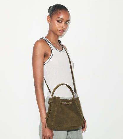 Tory Burch Romy Suede Bucket Bag - Dark Olive