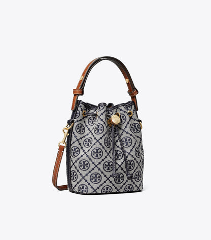 Tory Burch T Monogram Mini Bucket Bag - Tory Navy