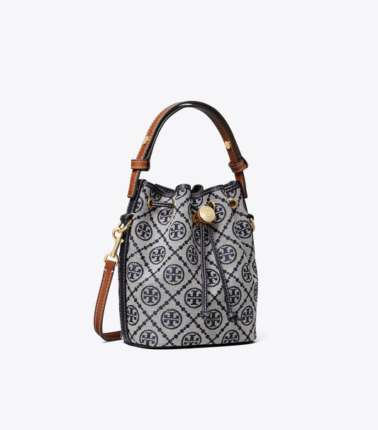 Tory Burch T Monogram Mini Bucket Bag - Tory Navy