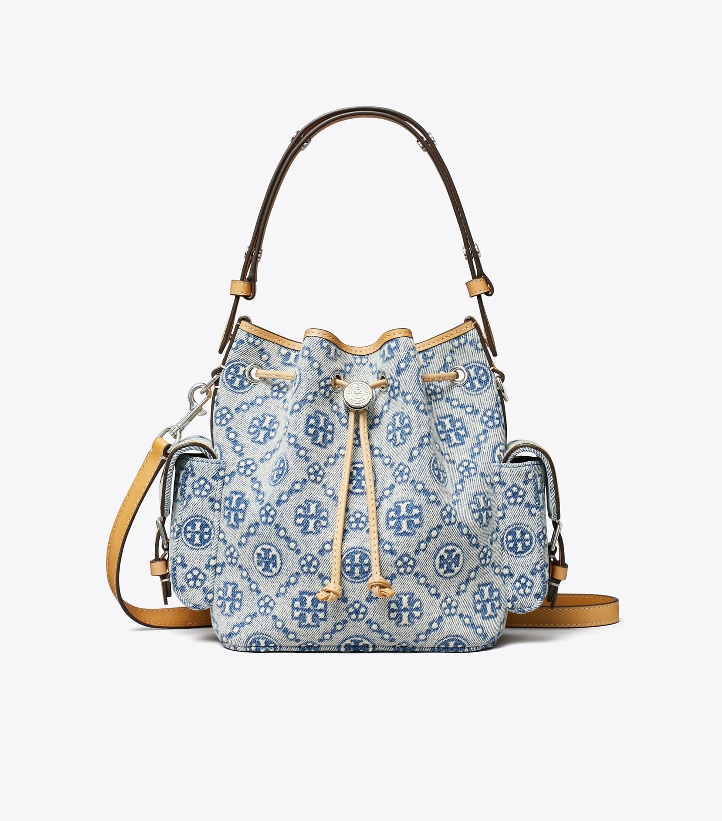 Tory Burch T Monogram Denim Bucket Bag - Powder Blue